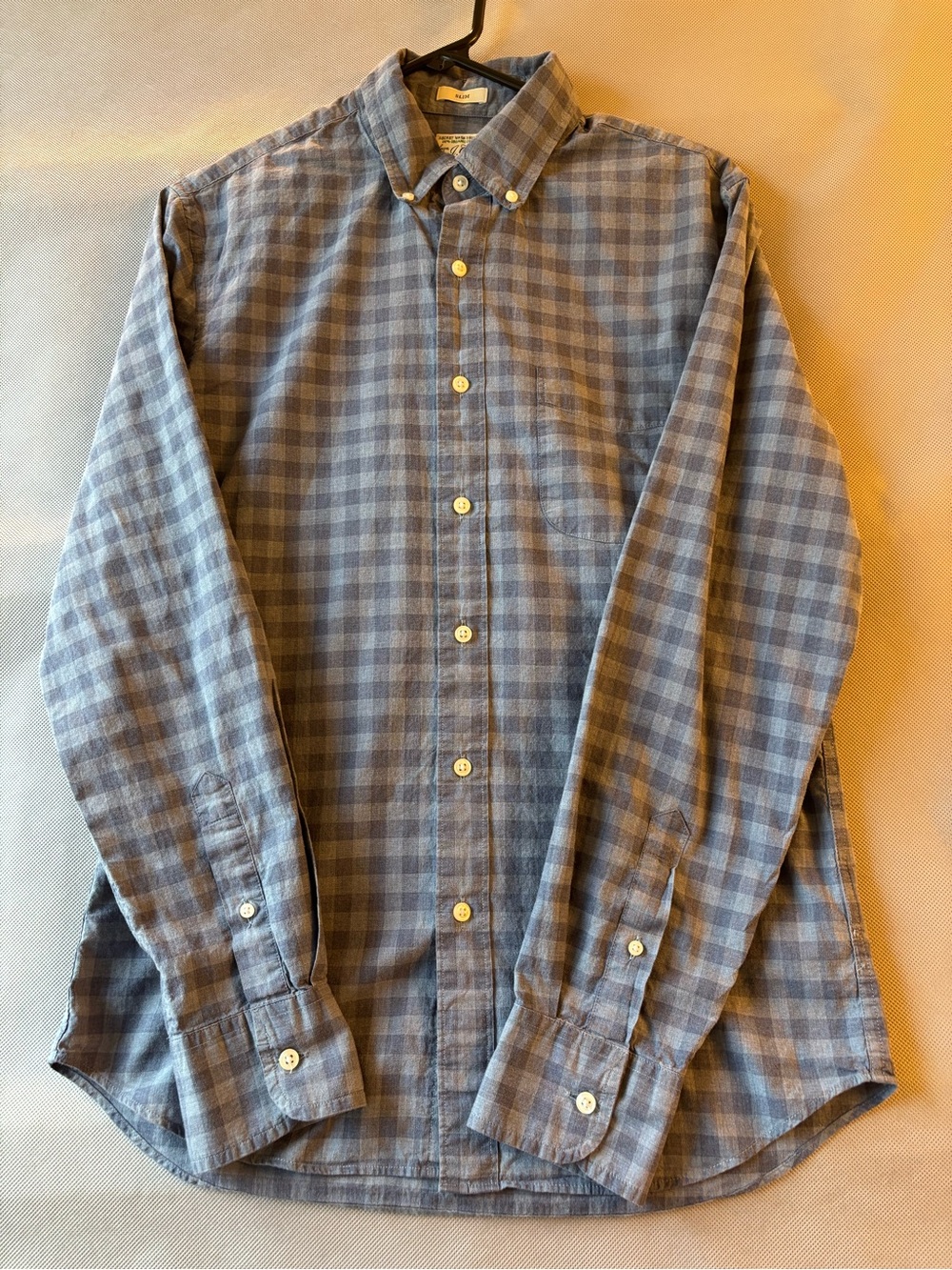 J Crew Secret Wash Shirting Men's Blue Plaid Slim Button-Down Shirt Small